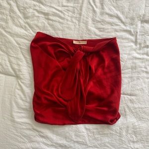 Ramy Brook cherry red silk tie top